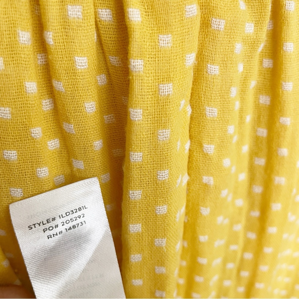 Lulus Mustard Yellow Polka Dot Strapless Midi Dress NWT Bow Ric Rac Trim Sz M - Picture 11 of 12